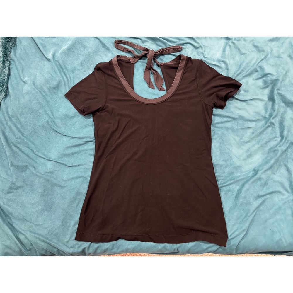 Lululemon Tie Back Top Brown Short Sleeve Athleisure Casual‎ Size Unknown